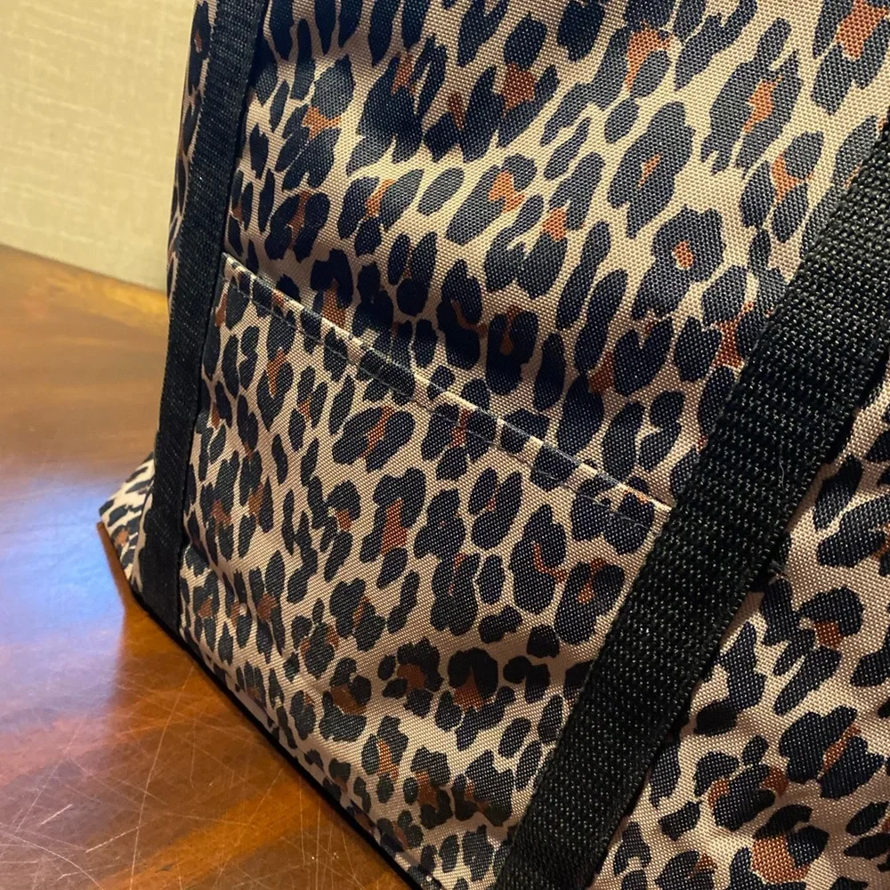 Leopard Print Duffel Bag with Black Accents